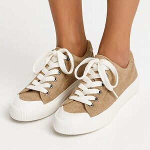 Rocket Dog Beige Sneakers Women’s 9.5 | Textured Lace-Up Casual Shoes
